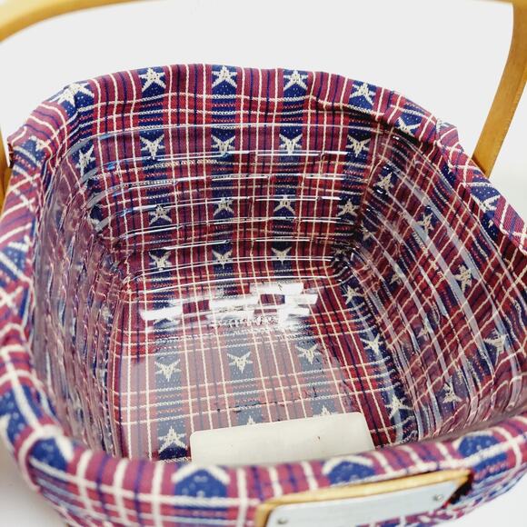 Lot Of 2 Square Longaberger Baskets w/ Handles Liners Tie On Bee Fire Memories - Picture 9 of 16